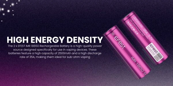 2 x EFEST IMR 18650 Rechargeable Battery
