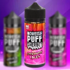 Box of 10 Moreish Puff Strawberry Laces Sherbet 100ml Shortfill Eliquid